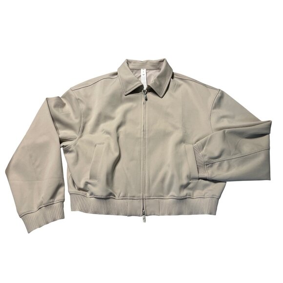 Lululemon Daydrift Bomber Jacket XL Downtown Tan Dual Zipper Lightweight Relaxed